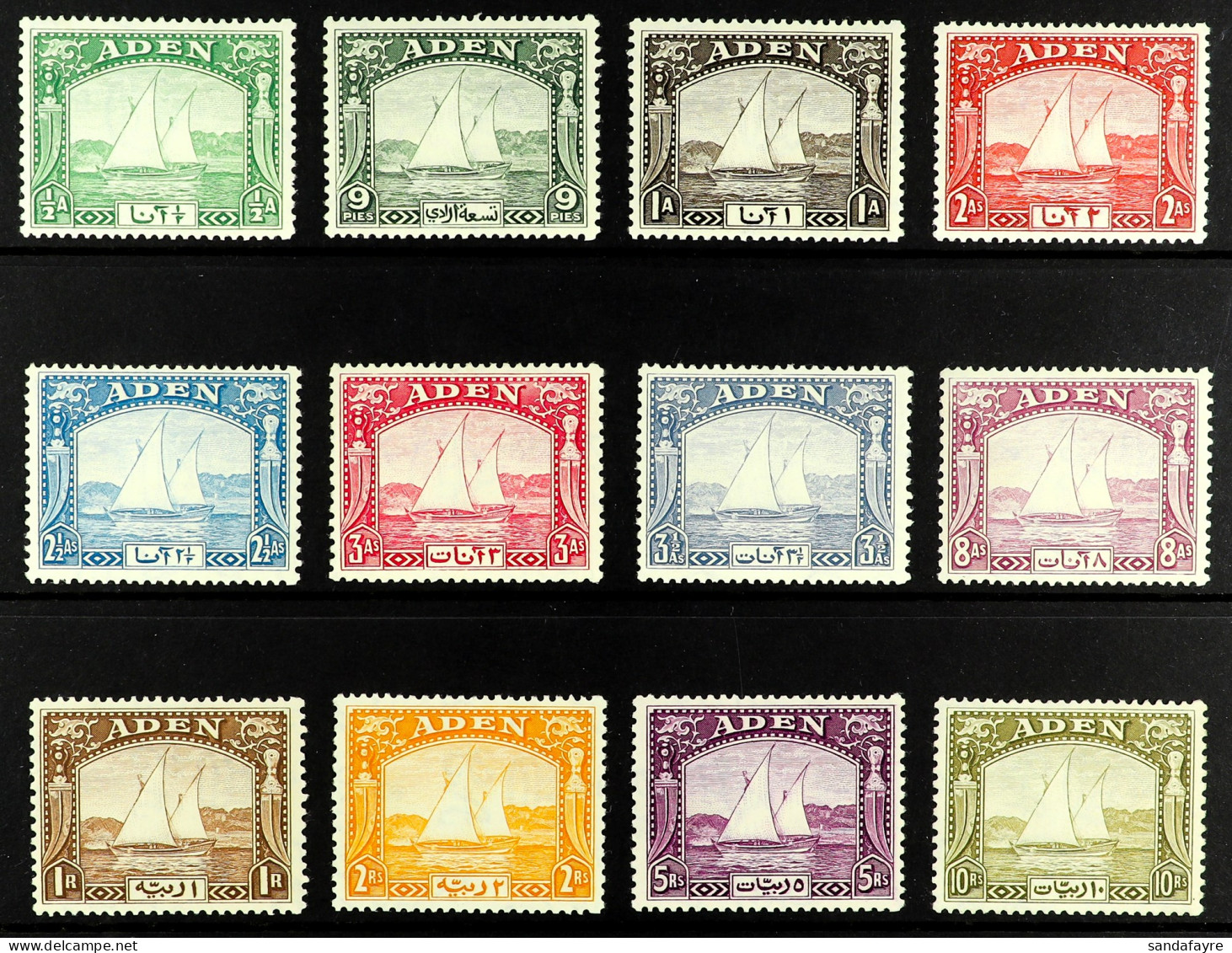 1937 Dhows Complete Set, SG 1/12, Very Fine Mint. Cat Â£1200 (12 Stamps) - Aden (1854-1963)