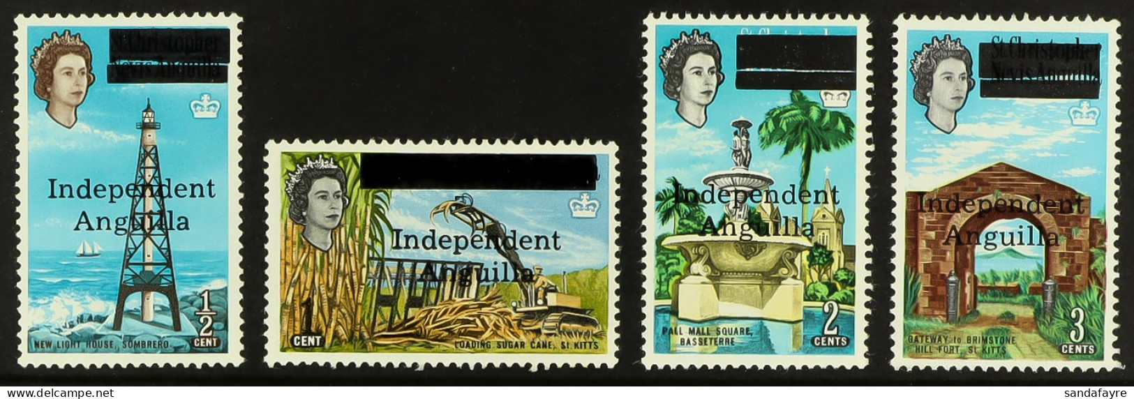 1967 Â½c To 3c Overprinted 'Independent Anguilla', SG 1/4, Never Hinged Mint, Cat Â£305 (4 Stamps) - Anguilla (1968-...)