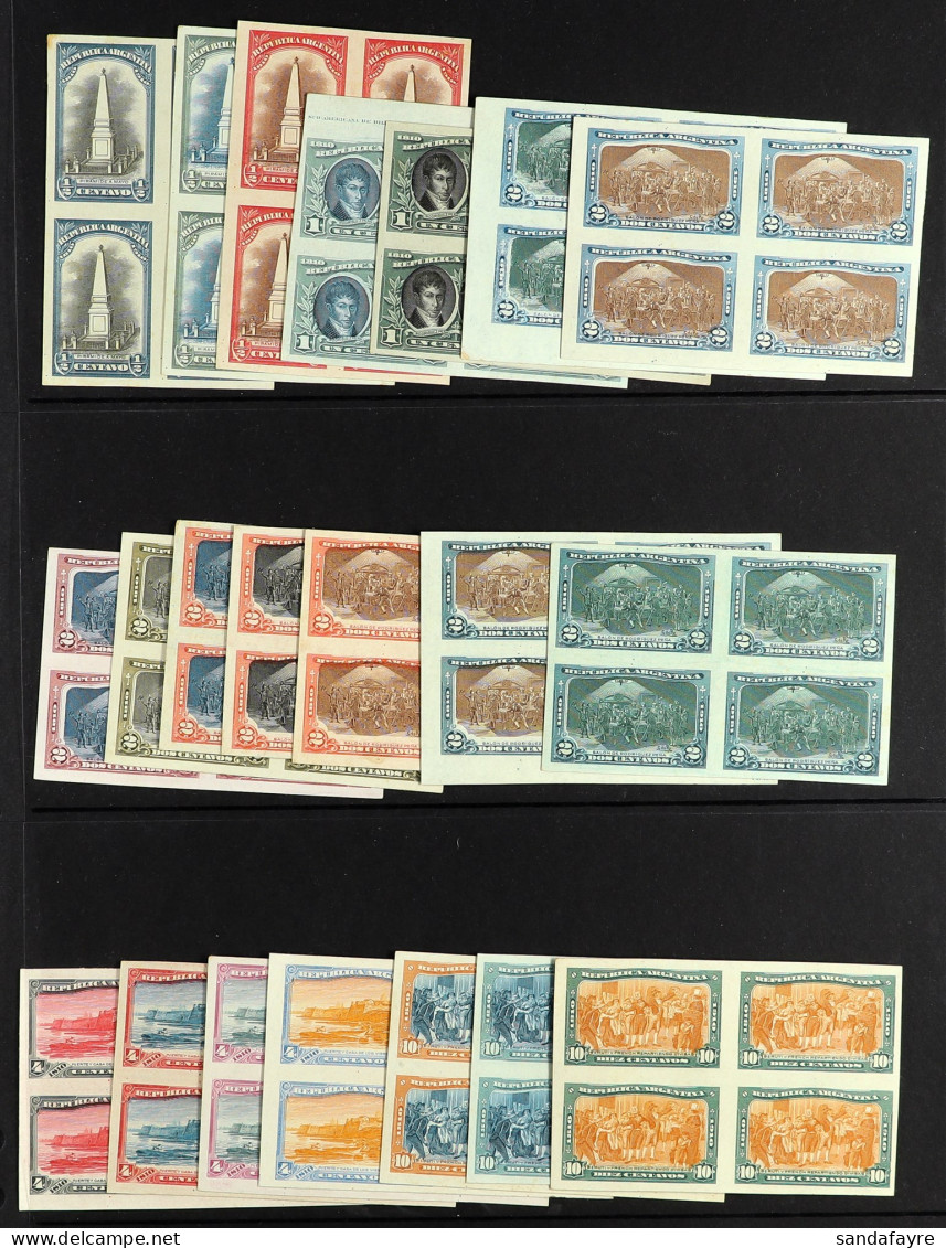 1910 CENTENARY COLOUR TRIAL PROOFS Imperf Blocks 4 Unissued Colours On Card (57 Blocks = 228 Proofs) - Other & Unclassified