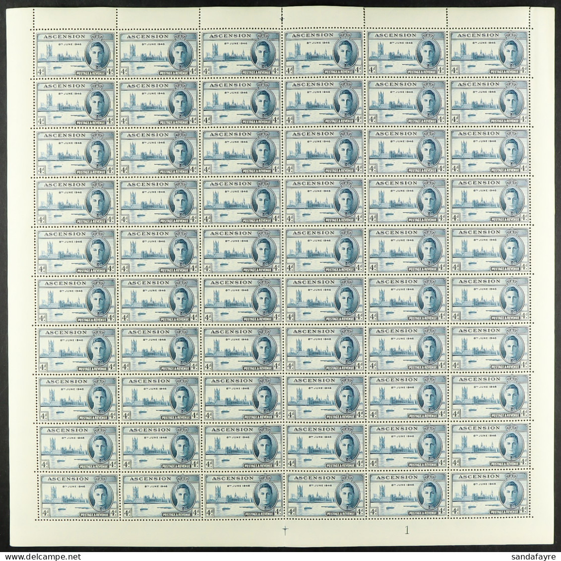 COMPLETE SHEETS Of The 1937 Coronation Set & The 1946 Victory Set All Never Hinged Mint (5 Sheets Of 60 Stamps), Cat Â£1 - Ascension