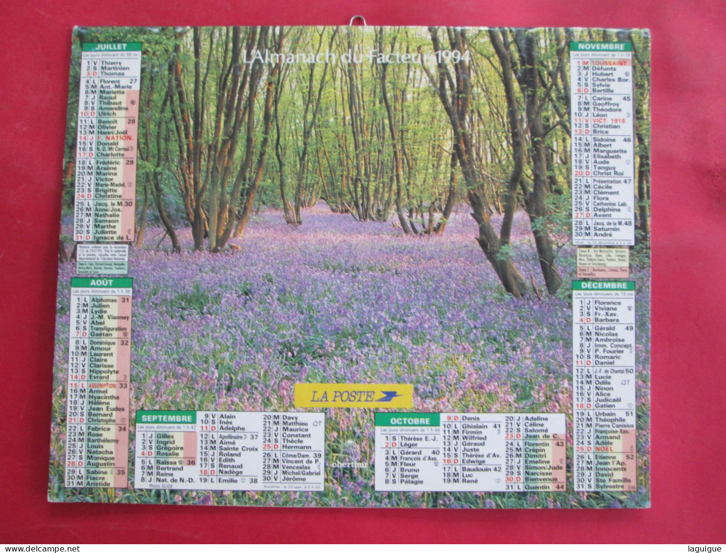 CALENDRIER ALMANACH 1994 SOUS BOIS OBERTHUR - Formato Grande : 1991-00