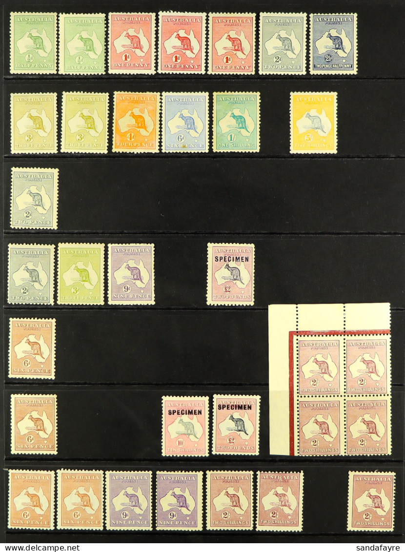 1913-45 KANGAROO ISSUES MINT A Range Incl. 1913-14 Both 3d Die I Shades, A Quite Nice 5s, 1915 2d, 1915-27 Â£2 Specimen  - Other & Unclassified