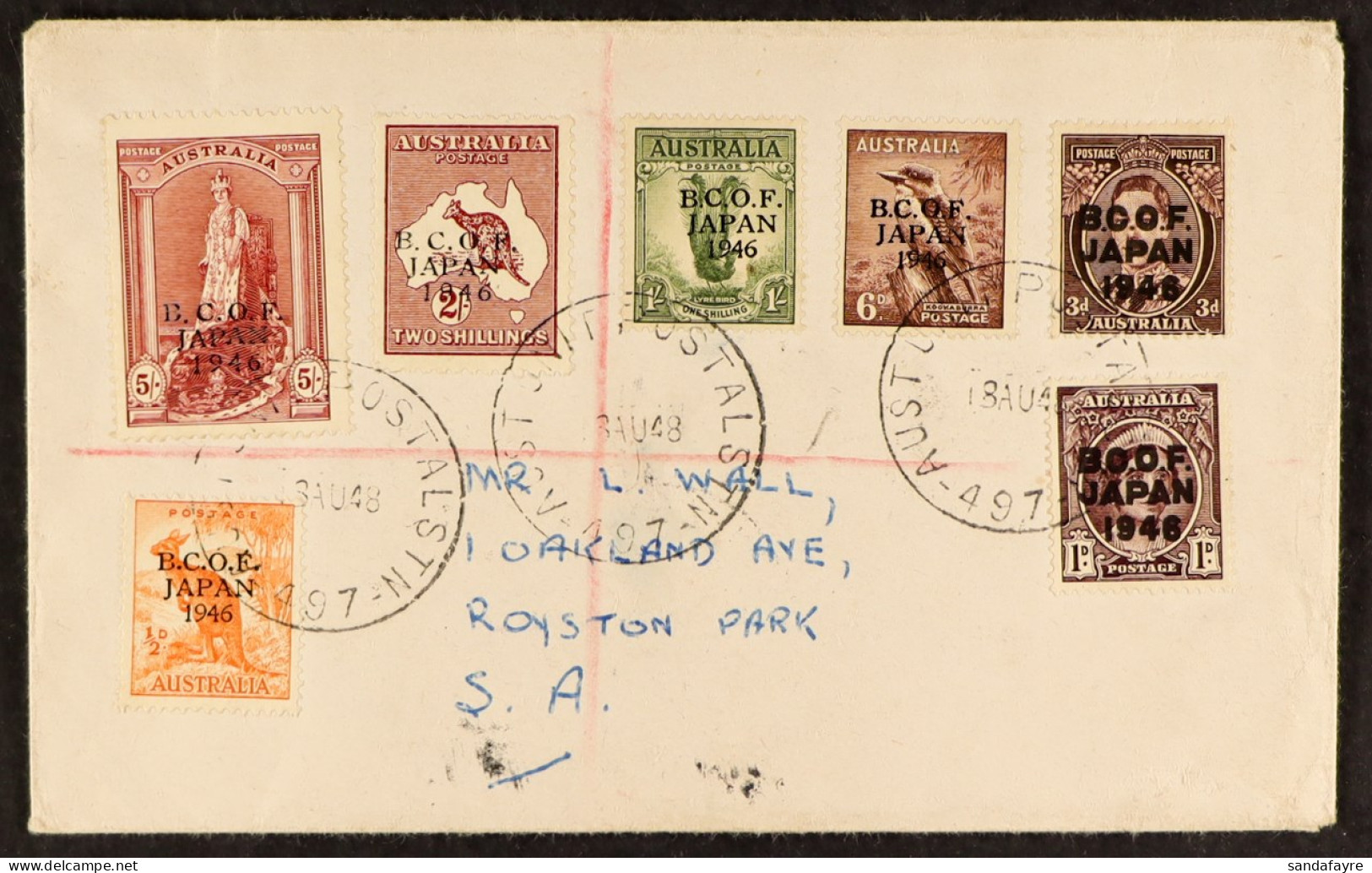 B.C.O.F. JAPAN. 1946 (18 Aug) Env Registered To Australia Bearing The Complete Set Of 'B.C.O.F. / Japan / 1946' Overprin - Other & Unclassified