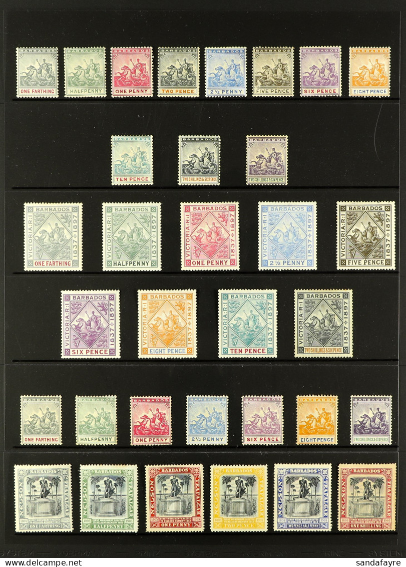 1892 - 1906 MINT STAMPS On A Stock Page, Note 1892-03 Set, 1897-98 Jubilee Set, 1905 Set & 1906 Nelson Set (no 6d). Chie - Barbades (...-1966)