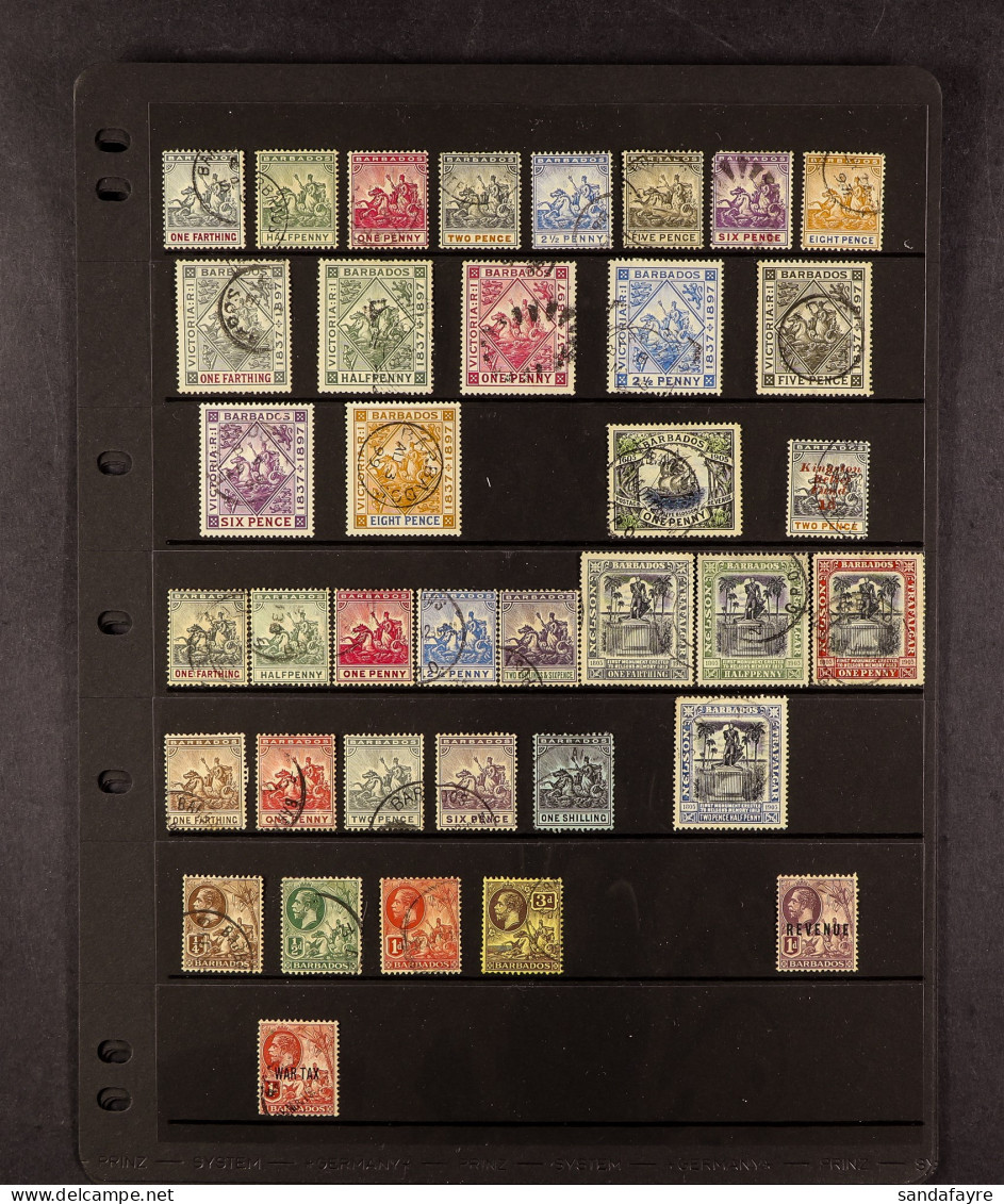 1892 - 1949 COLLECTION Of Used Stamps On Black Hagner Pages Incl. Higher Values & Complete Sets. Cat Â£800+ (100+ Stamps - Barbados (...-1966)