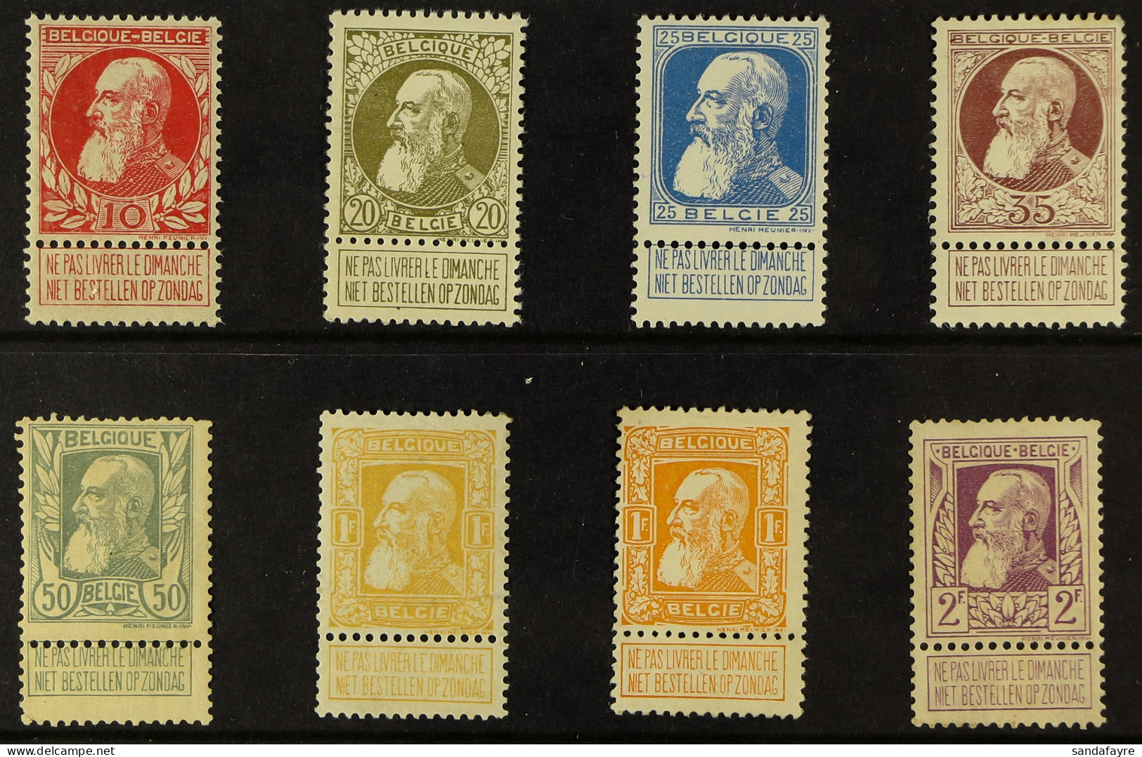 1905-08 Complete Set With Both 1f Shades, COB 74/80 (SG 99/105), Never Hinged Mint. Cat. â‚¬2910 (8 Stamps) - Autres & Non Classés