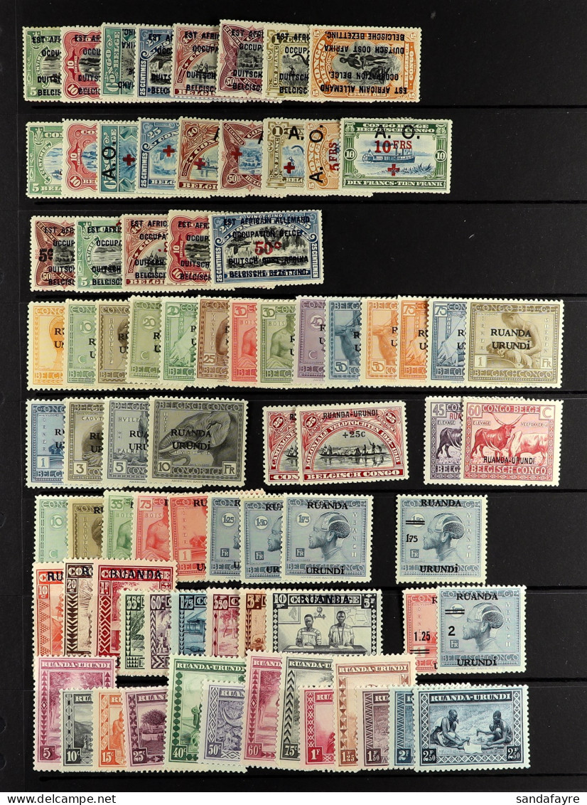 RUANDA-URUNDI 1916 - 1936 MINT COLLECTION On Black Protective Page, Note Belgian Occupation 1916 & 1918 Sets, Territory  - Otros & Sin Clasificación