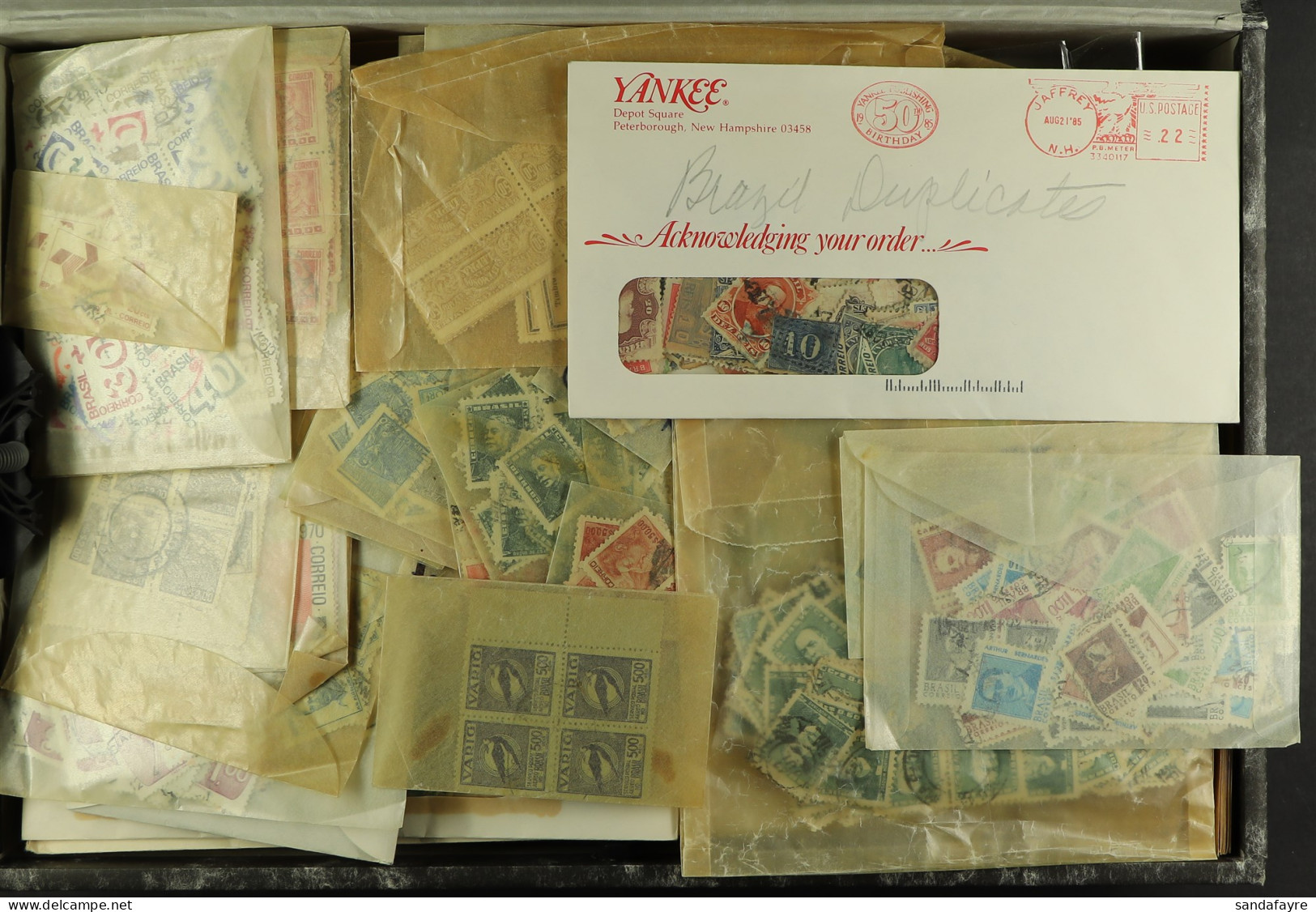 ASSORTMENT IN BOX FILE. Stamps Crammed Into Envelopes & Glassine Packets, In A Box File, From 1860's Imperfs Onwards. Ch - Autres & Non Classés