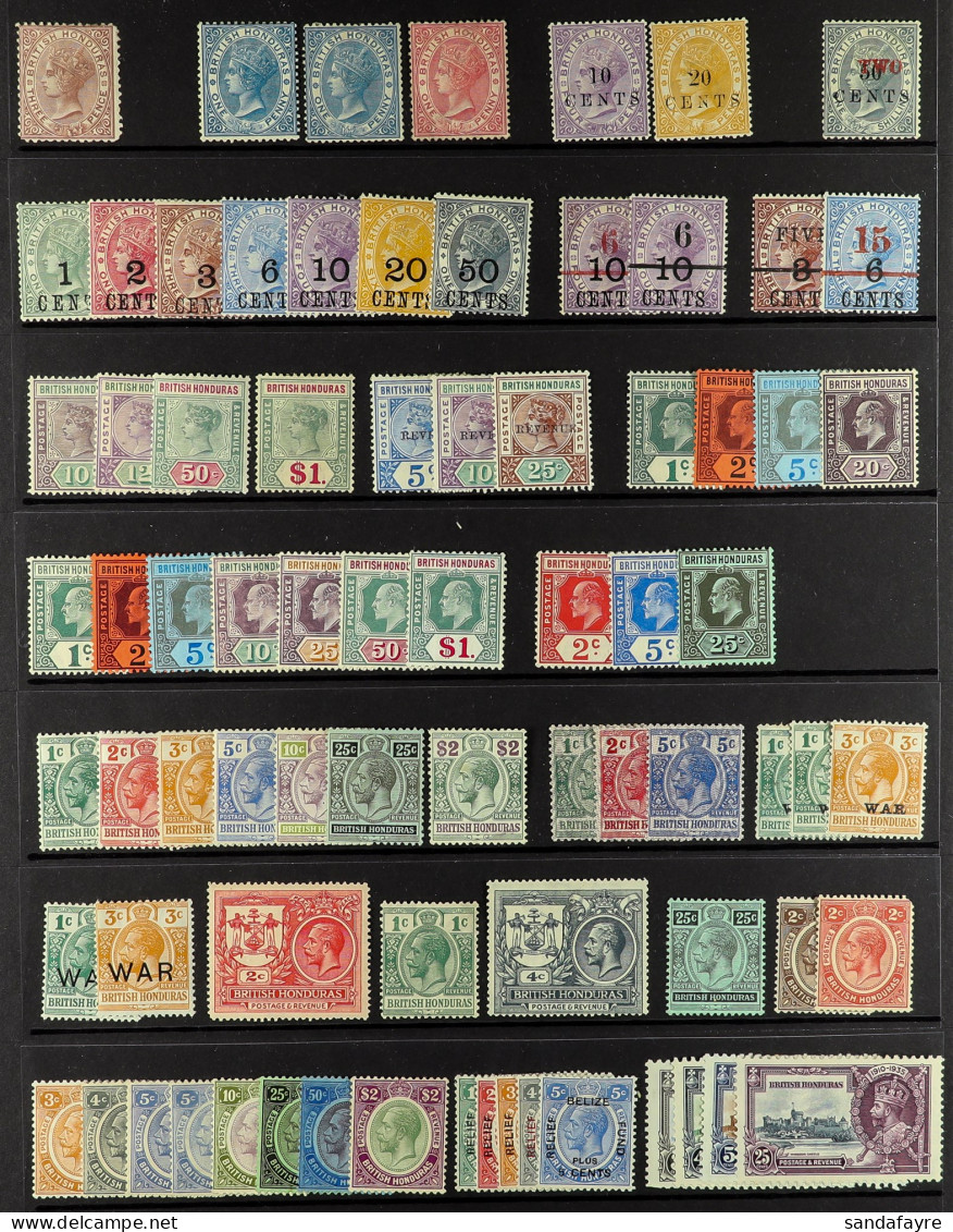 1872 - 1935 MINT Stamps On Black Stock Page, Note 1872-79 3d Perf. 12Â½, 1882-87 1d Blue (2, Shades), 1d Rose, 1888 10c  - Brits-Honduras (...-1970)