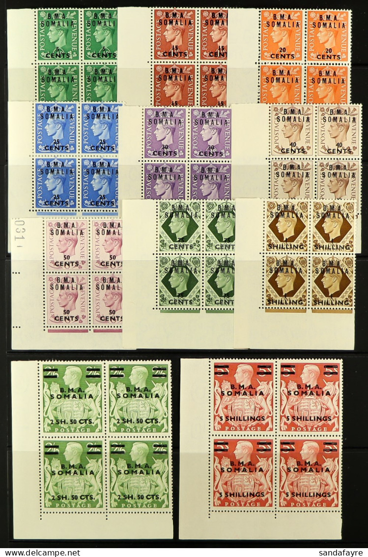 SOMALIA 1948 Set, SG S10/20, In Lower Left Corner Blocks Of Four, Never Hinged Mint. Cat. Â£192. (11 Blocks) - Italienisch Ost-Afrika