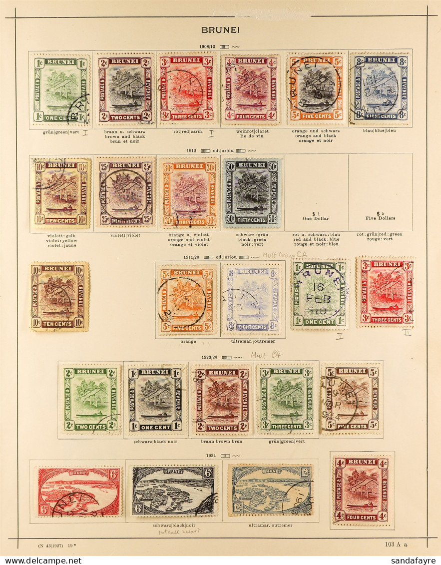 1906 - 1949 FINE USED COLLECTION On Pages, Note 1906 2c On 8c, 3c, 30c On 16c & 50c On 16c, 1916 Set, Etc (60+ Stamps) - Brunei (...-1984)