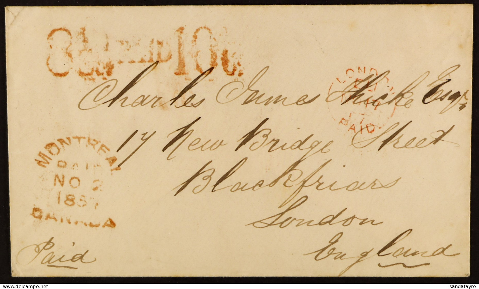 1857-1857 Two Matching Covers To London, Bearing Different 'Paid' & Rate Marks, Plus 'Montreal Paid' & 'London Paid' Can - Other & Unclassified