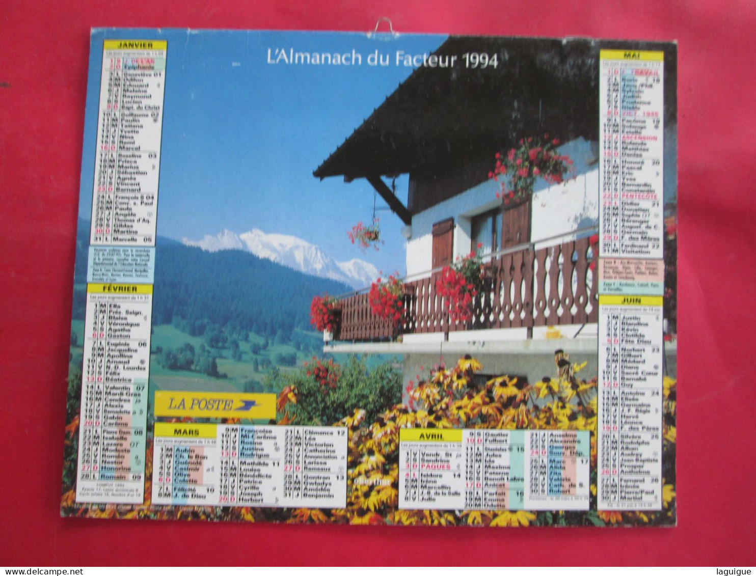 CALENDRIER ALMANACH 1994 CHALET EN MONTAGNE LAC OBERTHUR - Grand Format : 1991-00