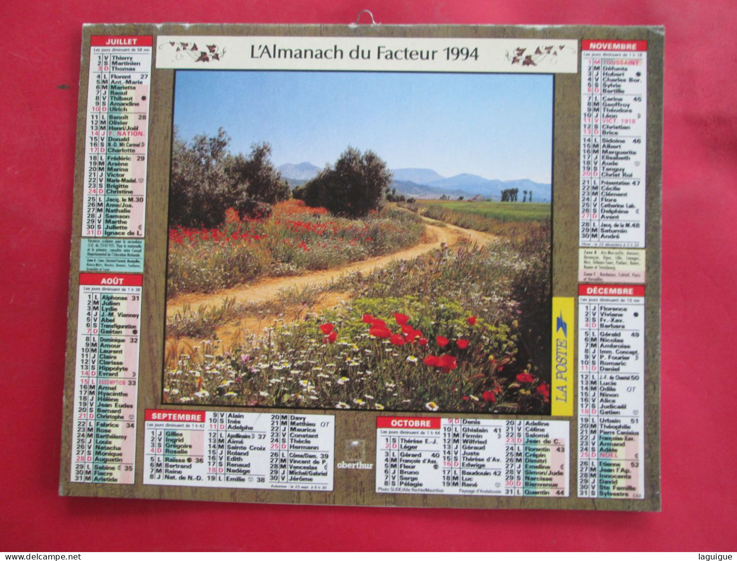 CALENDRIER ALMANACH 1994 CHAUMIERE TOIT DE CHAUME CAMPAGNE OBERTHUR - Grossformat : 1991-00