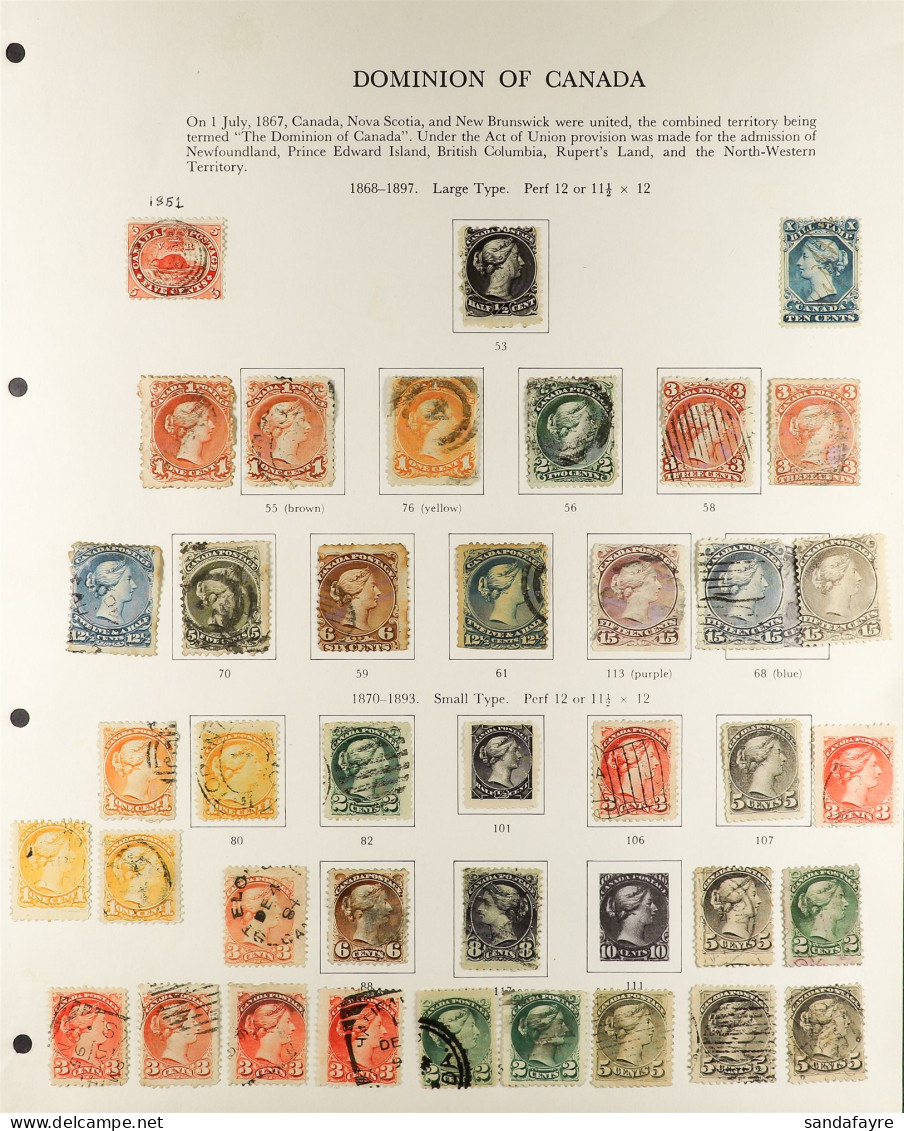 1859 - 1938 COLLECTION Chiefly Used On Printed Album Pages, Note Large Queens To 15c (3), Small Queens, 1897-98 And 1898 - Other & Unclassified