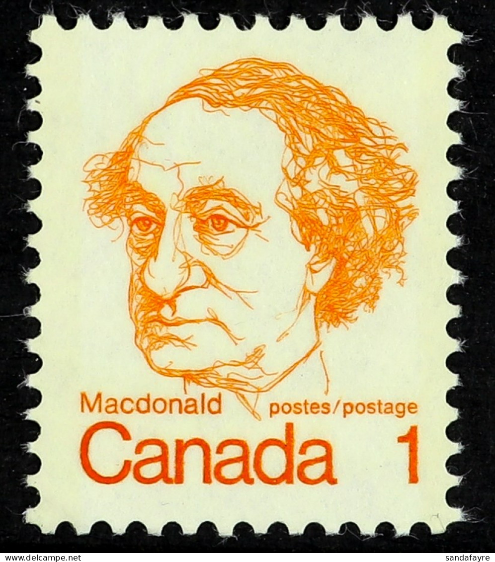 1972 1c Orange Macdonald, Printed On Gummed Side, SG 693d, Never Hinged Mint. With B.P.A. Certificate. Cat. Â£500. - Other & Unclassified