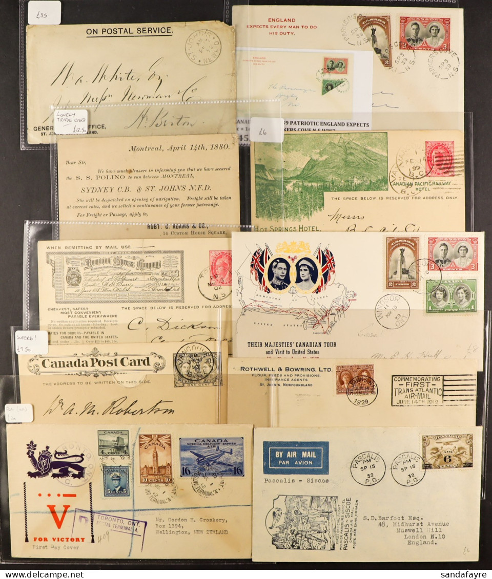 COVERS Group Of 18 Selected Items From 1862 To 1942 Incl A Few Newfoundland, Hotel & Other Illustrated, 1936 Canada To U - Other & Unclassified