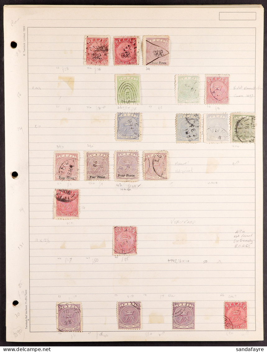 1876 - 1898 USED COLLECTION On Home-made Pages, Includes 1876-77 Values To 6d, 1877 4d On 3d, Wide Range Of 1878-99 With - Fidji (...-1970)