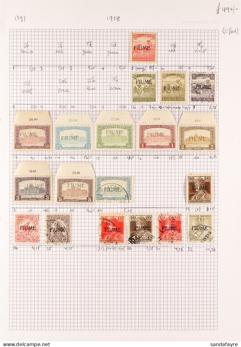 1918 - 1923 EXTENSIVE COLLECTION Of Mint / Never Hinged Mint & Used Stamps On Pages, 1919 'Fiume' Opts To 5kr Nhm, 1919  - Fiume