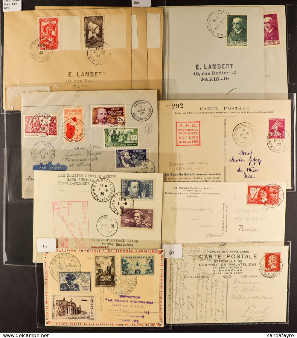 COVERS Group Of 43 Selected Items, Chiefly Spans 1869 (Reunion To France) To The 1940's, With Nice Frankings (1891 5-col - Andere & Zonder Classificatie