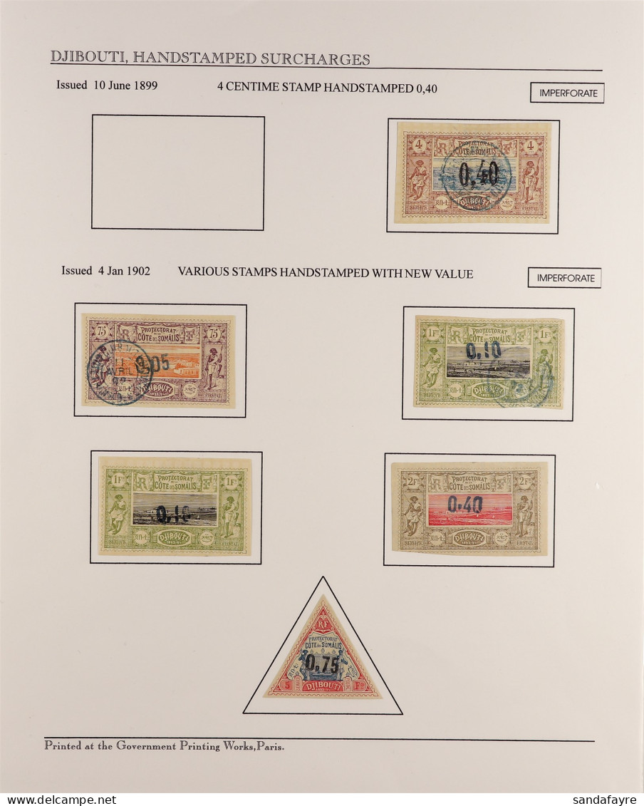 SOMALI COAST 1899-1902 COLLECTION Of Surcharged Stamps Mint & Used Collection Includes 1902 (Jan-Feb) 0.40 On 2f And 0.7 - Andere & Zonder Classificatie
