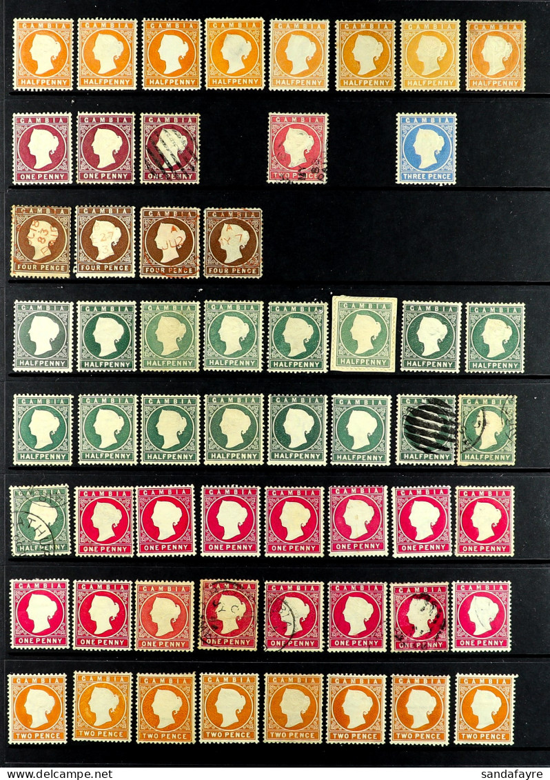 1880-93 CAMEO HEADS Mint / Unused And Used On Black Protective Pages, Some Mixed Condition. (95 Stamps) - Gambie (...-1964)