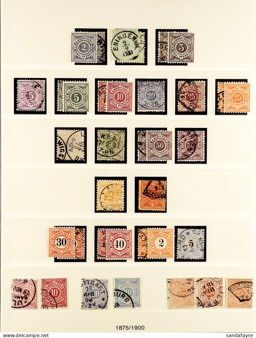 WURTTEMBERG COLLECTION 1875 - 1923 Near - Complete For The Period, Note 1875-79 Set To Both 2m Used (both Signed Heinric - Autres & Non Classés