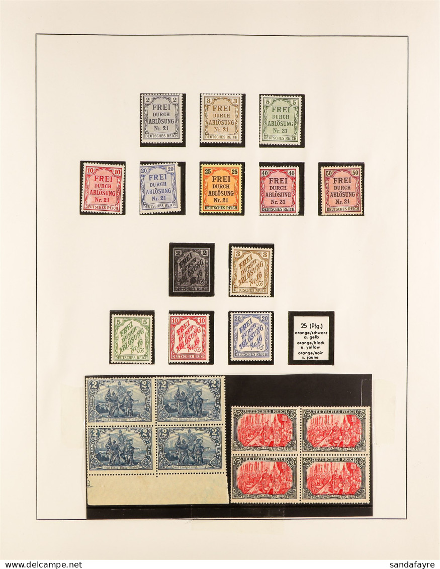 1903-31 MINT COLLECTION Incl. 1903-16 Germania Types To Nhm 2m & 5m Blocks Of Four, 10pf, 30pf & 40pf Tete BÃªche Pairs, - Sonstige & Ohne Zuordnung