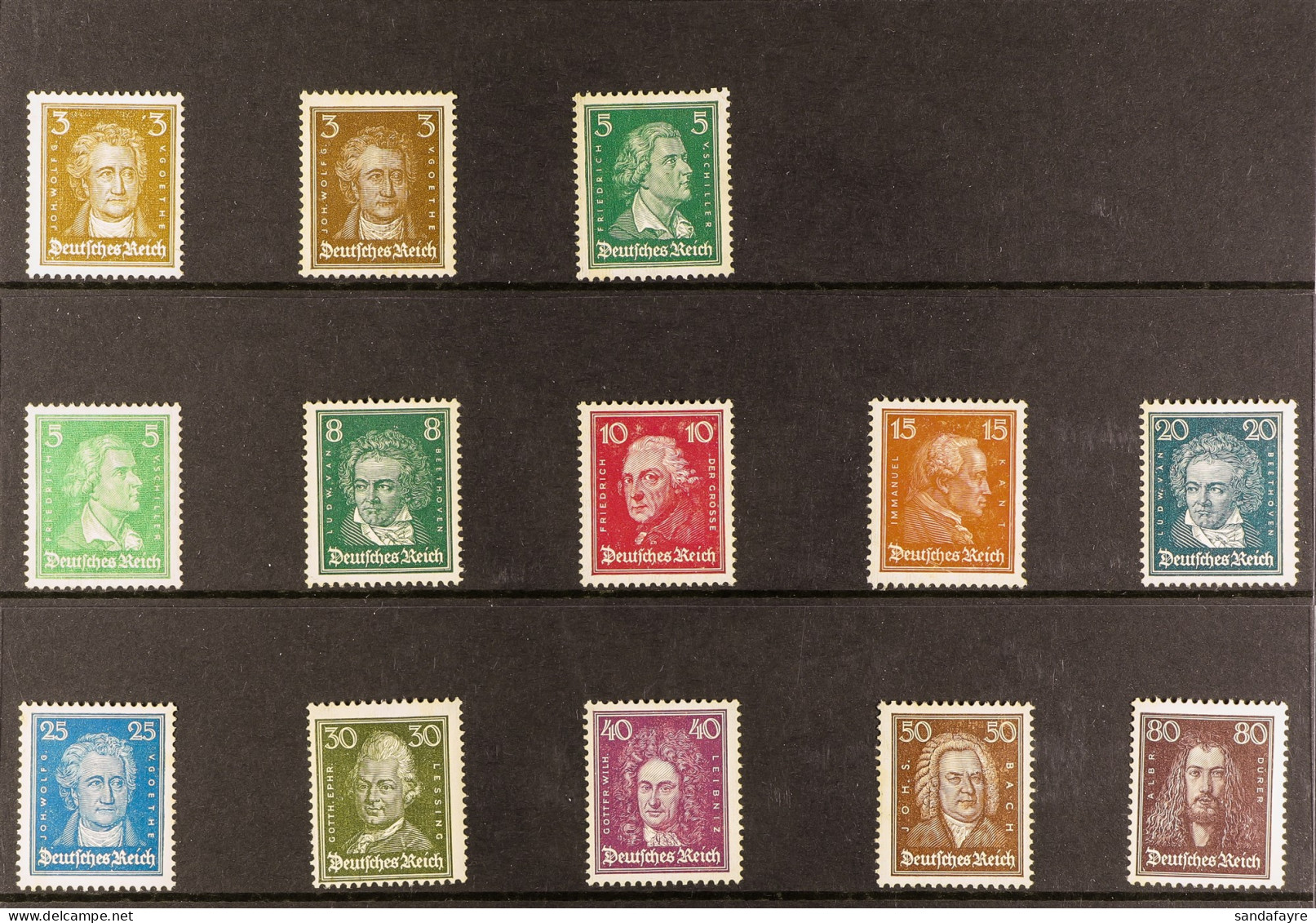 1926-27 Famous Germans Set, Michel 385/397 (SG 400/412), Never Hinged Mint, Cat â‚¬1100 (13 Stamps) - Autres & Non Classés