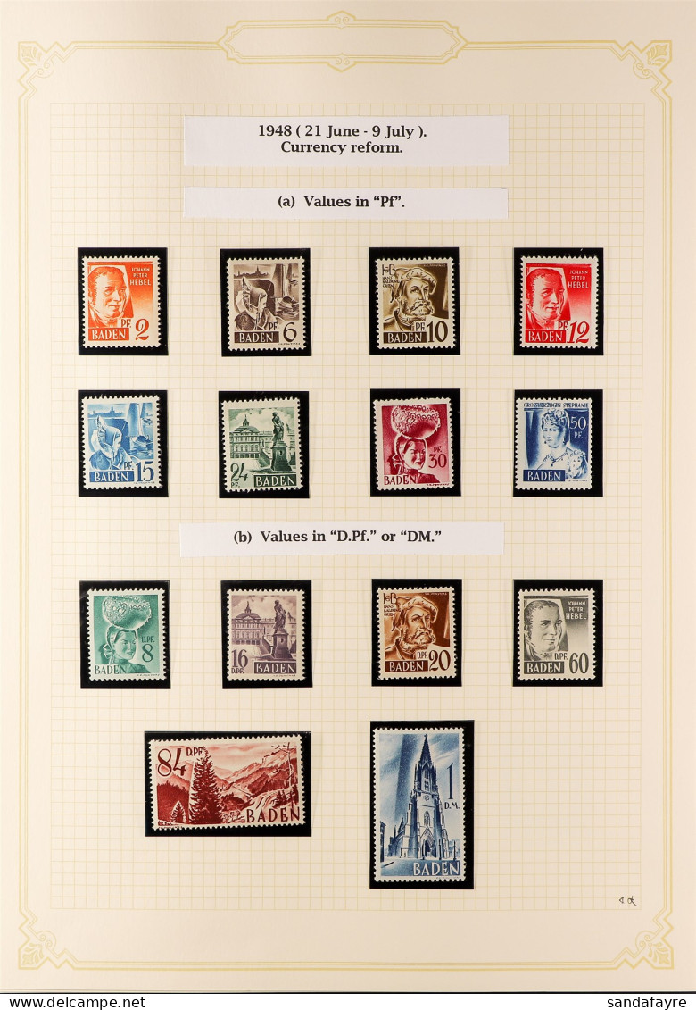 FRENCH ZONE 1947 - 1949 COLLECTION Of Never Hinged Mint Sets & Miniature Sheets. Stc Michel â‚¬1375 (approx 100 Stamps,  - Sonstige & Ohne Zuordnung