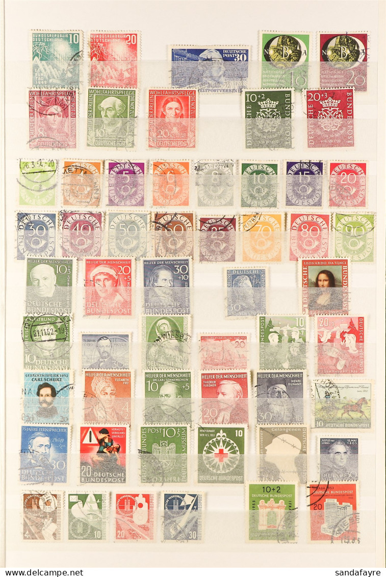 1948 - 1956 USED COLLECTION On A Single Double - Sided Stock Page, Highly Complete For The Period Incl 1954 Heuss Set &  - Sonstige & Ohne Zuordnung