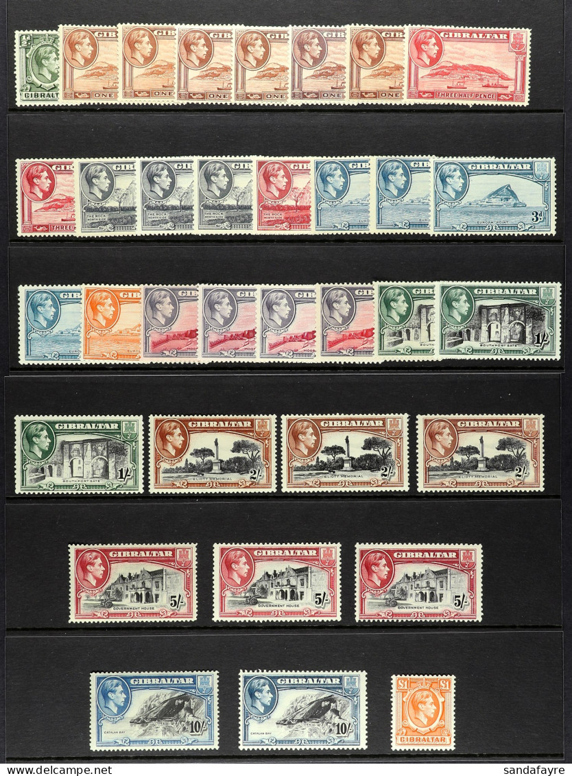 1938-51 Definitives Complete Set With All Perfs & Shades (excuding 2d, SG 124ab), SG 121/31, Mint With Gum Thin On 6d Pe - Gibraltar