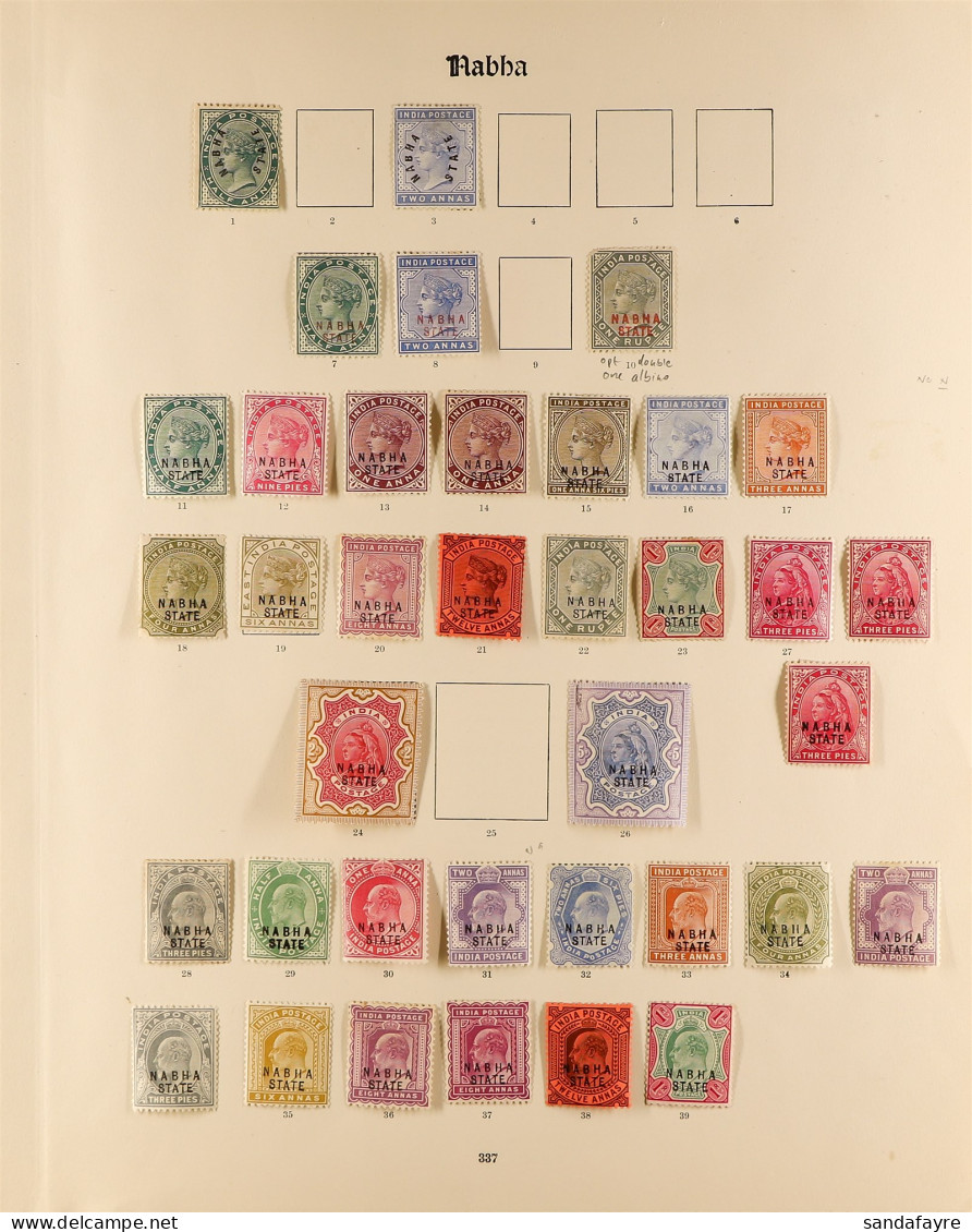 NABHA 1885 - 1936 MINT COLLECTION On SG 'Imperial' Album Pages, Chiefly Fine, Cat Â£1500+ (100+ Stamps) - Autres & Non Classés