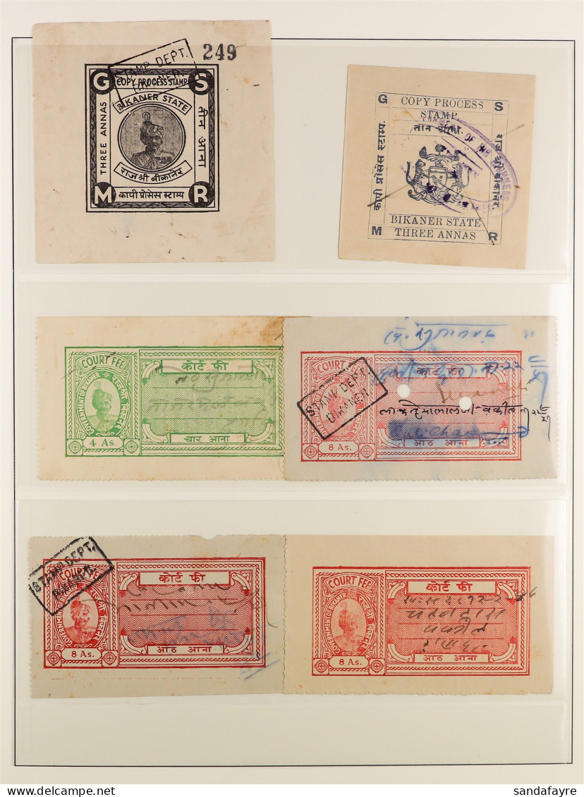 BIKANER STATE 1879 - 1952 COLLECTION Somewhat Specialized, Of Revenue Stamps In Album (approx 280 Items) - Autres & Non Classés