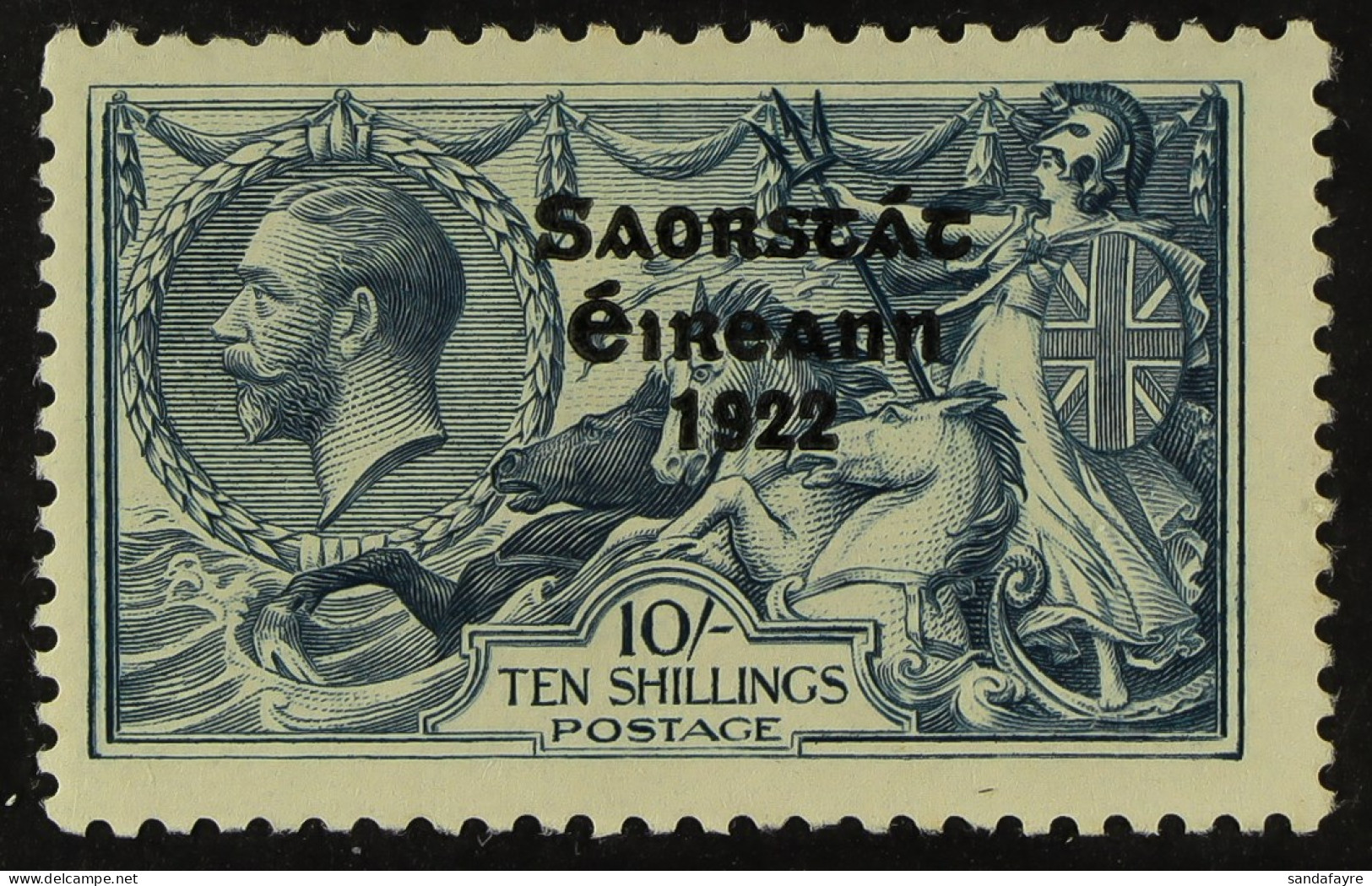 1925 RUNNAL'S RE-ENTRY. 10s Dull Grey-blue Seahorse, Narrow Date Overprint With RUNNAL'S RE-ENTRY (position R. 6/1), Hib - Autres & Non Classés