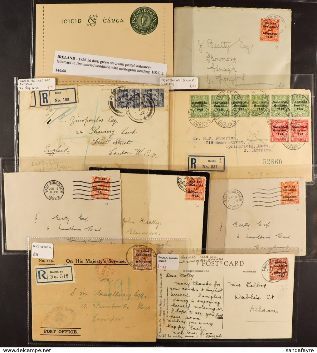 COVERS Group Of 9 Items Bearing 1922 Overprints Including Some Nice Frankings, Overprint Variety, Stated Last Day Use, E - Andere & Zonder Classificatie