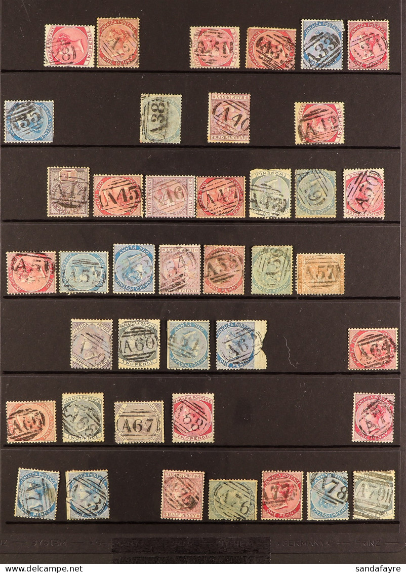 CANCELLATIONS COLLECTION Of Around 800 Largely QV Stamps Selected For Postmarks Incl An Extensive Selection Of Numeral D - Jamaica (...-1961)