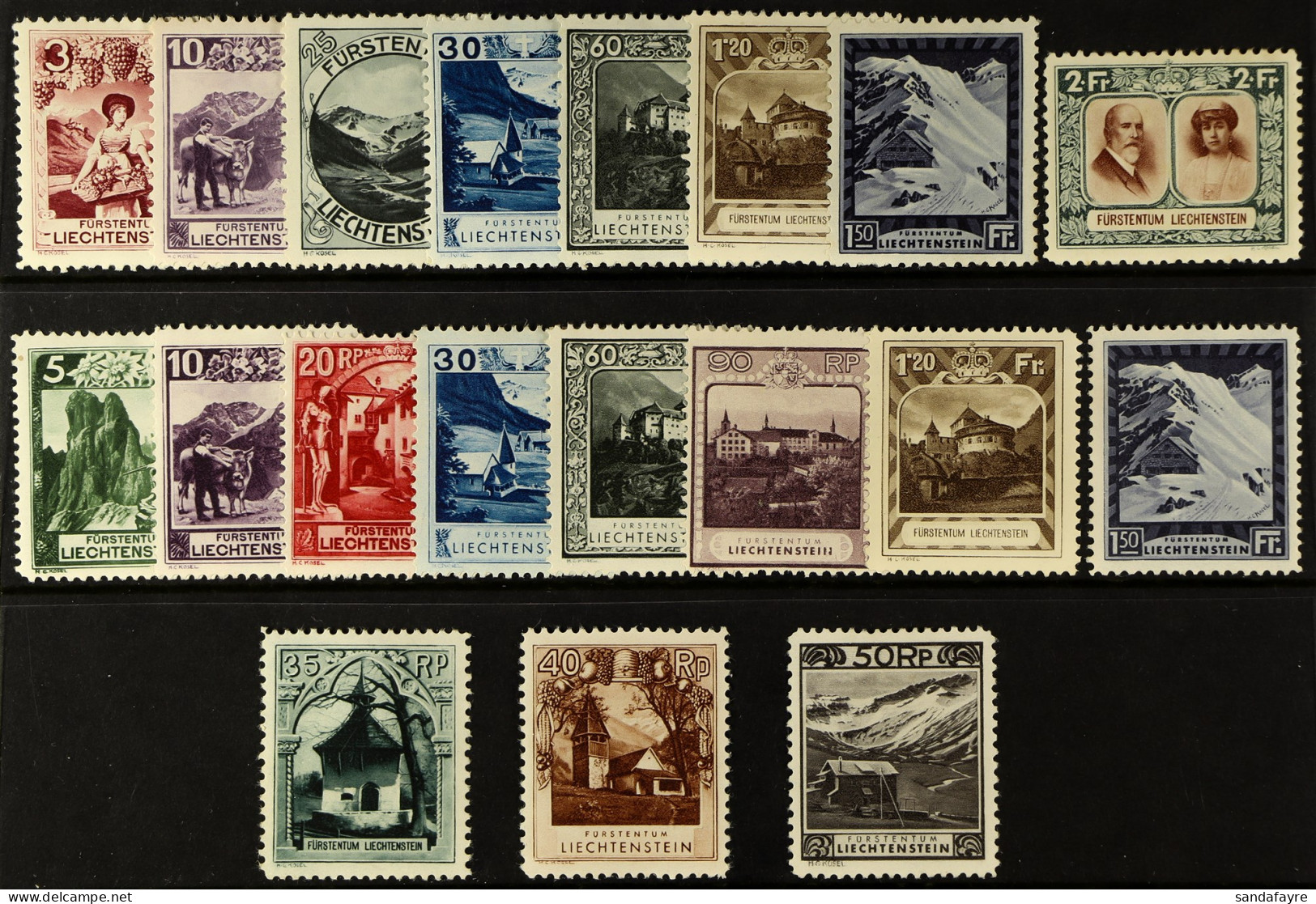 1930 'VIEWS' ISSUE COLLECTION Of Mint Stamps On A Protective Stock Card, Note The Complete Set Of Values (Michel 94/107, - Autres & Non Classés