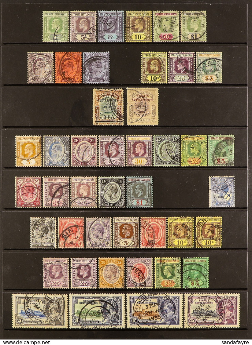 1902 - 1935 USED COLLECTION With 1902-03 Range To $1 Dull Green And Black, 1904-10 Range To $5 Dull Green And Brown-oran - Straits Settlements