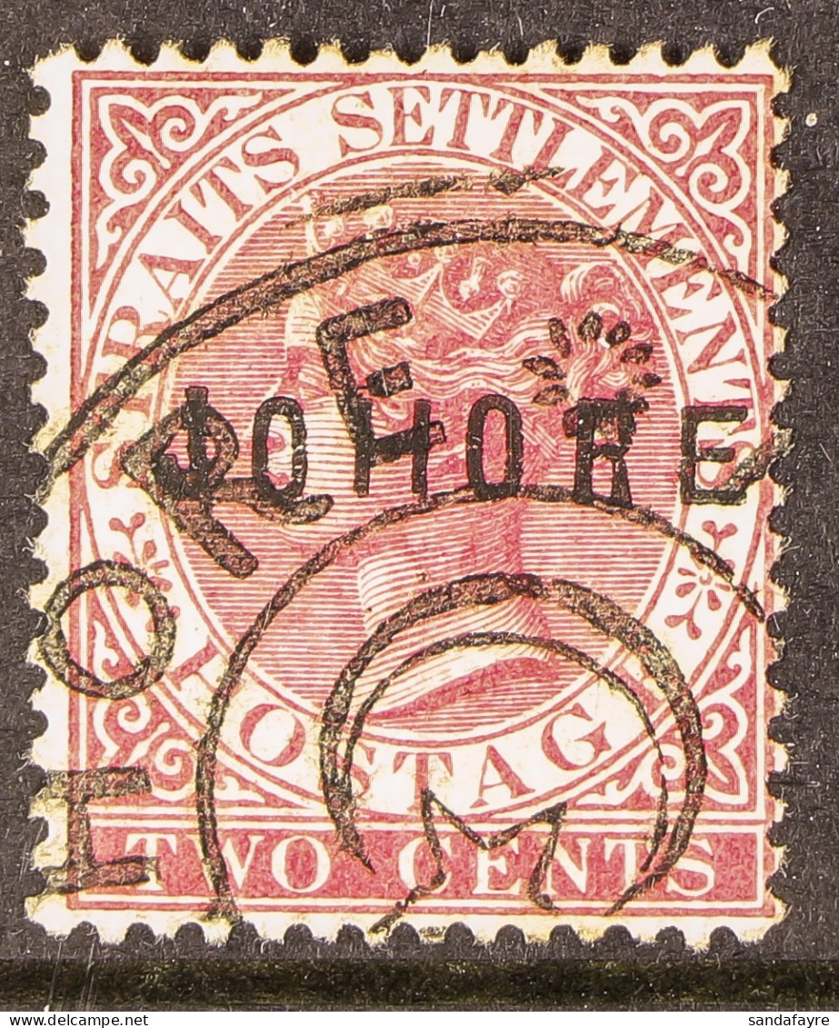 JOHORE 1884-86 2c Pale Rose Type 3 Overprint, SG 3, Very Fine Used. Cat Â£800. - Andere & Zonder Classificatie