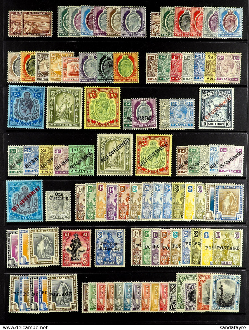 1899 - 1935 MINT COLLECTION On Black Protective Pages Incl. 1903-04 Set, 1904-14 Vals To 5s, 1914-21 To 2s, 2s6d, 5s, 19 - Malte (...-1964)