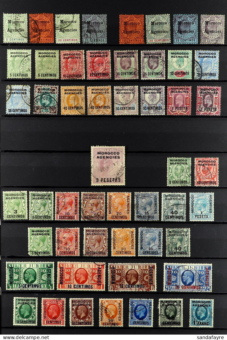 SPANISH CURRENCY 1903 - 1955 USED COLLECTION On A Double-sided Stock Book Page, Many Sets With Extra Items, Note 1903-05 - Other & Unclassified