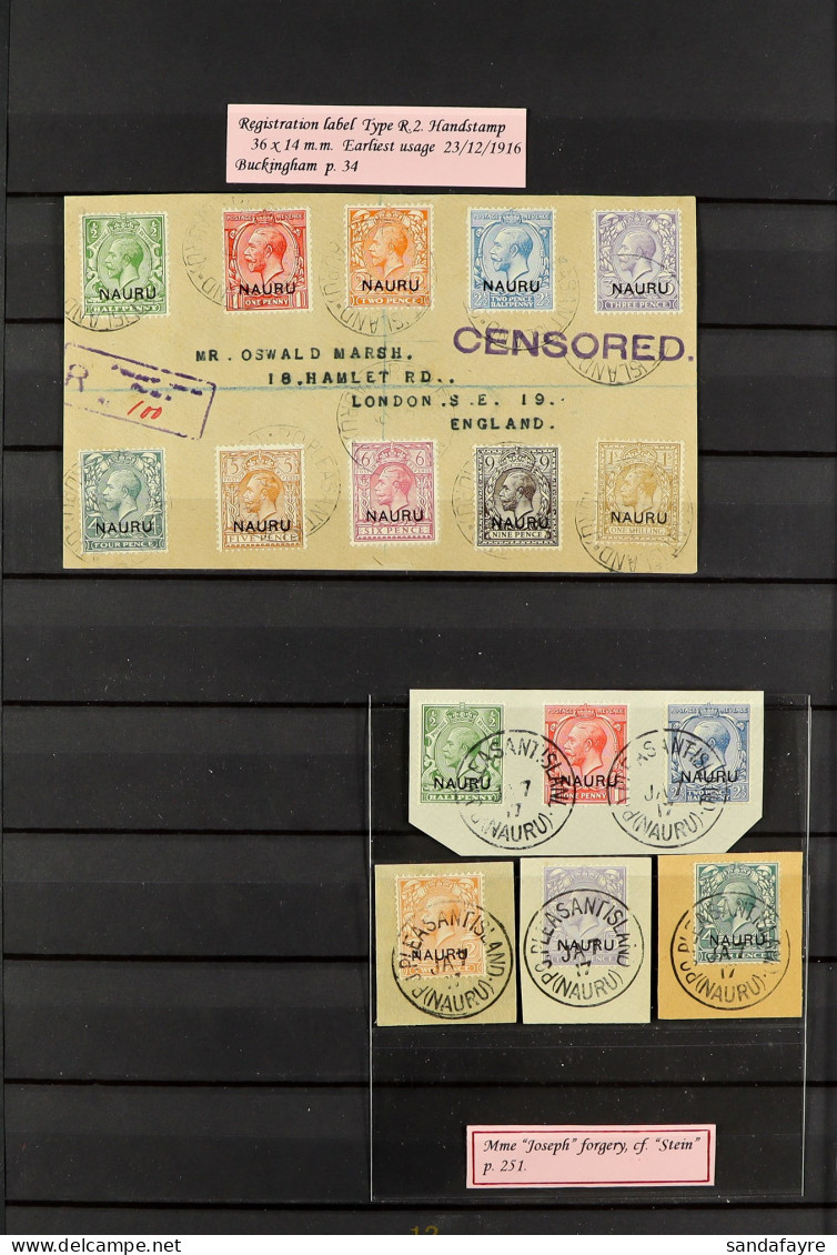 1916-23 OVERPRINTS Used Stamps On 2 Stock Pages Includes The Low Values Set Of Ten (ex 1Â½d) On Censored Front, Also Ano - Nauru