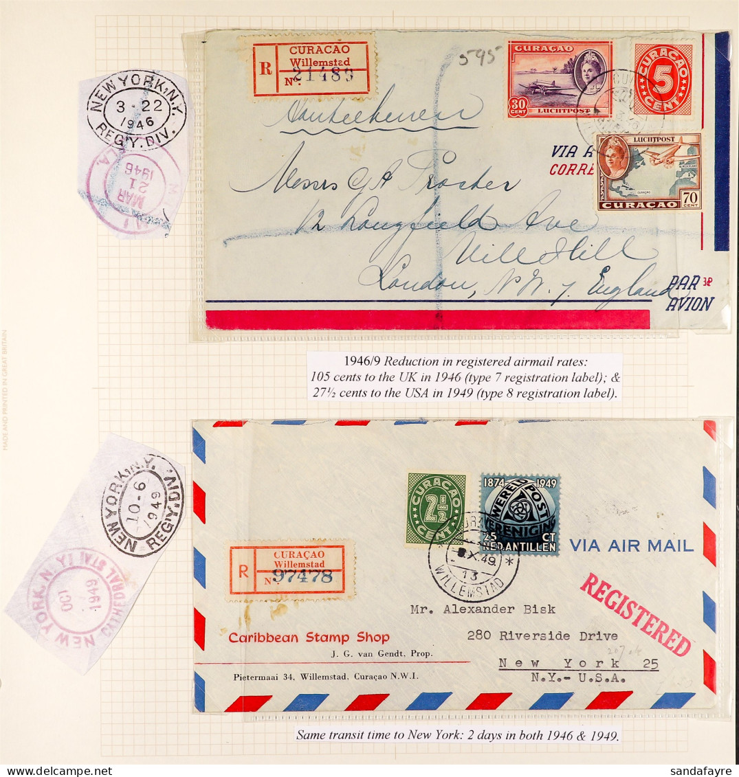CURACAO 1940's - 2000's COVERS COLLECTION Written Up In Two Albums, Various Cancellations, Registered & Airmail Mail, Ma - Sonstige & Ohne Zuordnung