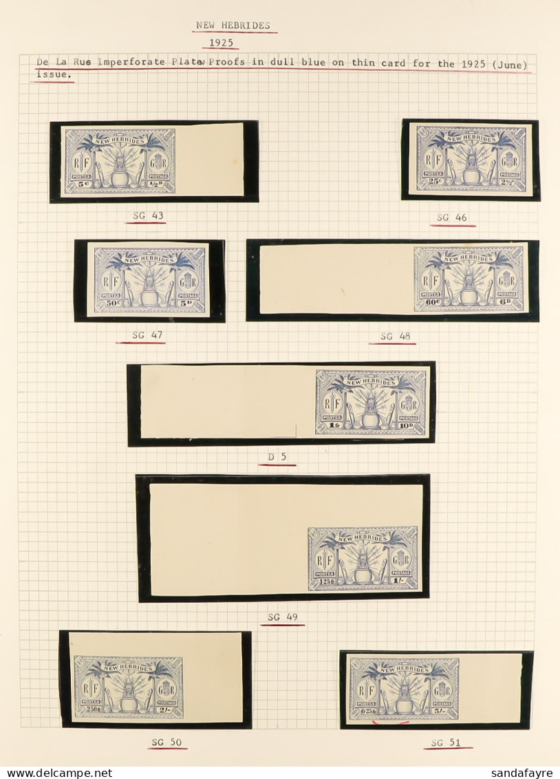 ENGLISH 1925 Imperforate Plate Proofs In Dull Blue, With Â½d, 2Â½d, 5d, 6d, 10d, 1f, 2f And 5f, Some Are Marginal Exampl - Other & Unclassified