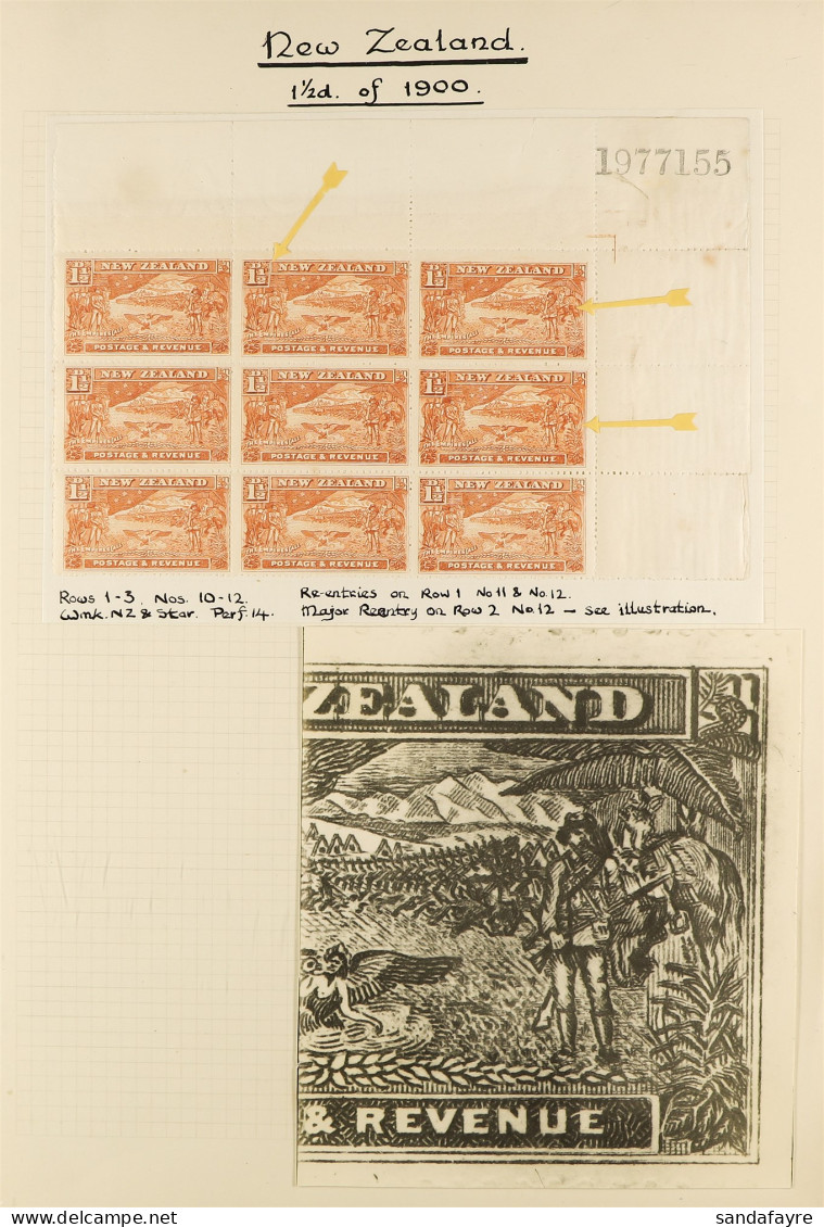 1902-07 MAJOR RE-ENTRY 1Â½d Chestnut 'South African War', Single NZ Star Wmk, Perf 14, SG 318, Upper-right Corner Block  - Andere & Zonder Classificatie