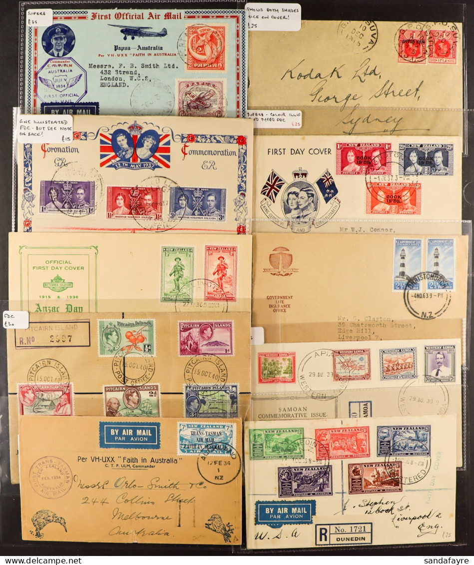 COVERS INCL PACIFIC Group Of 16 Selected Items Chiefly From 1915 - 1930's, Special Flights, First Day Covers Incl Illust - Otros & Sin Clasificación