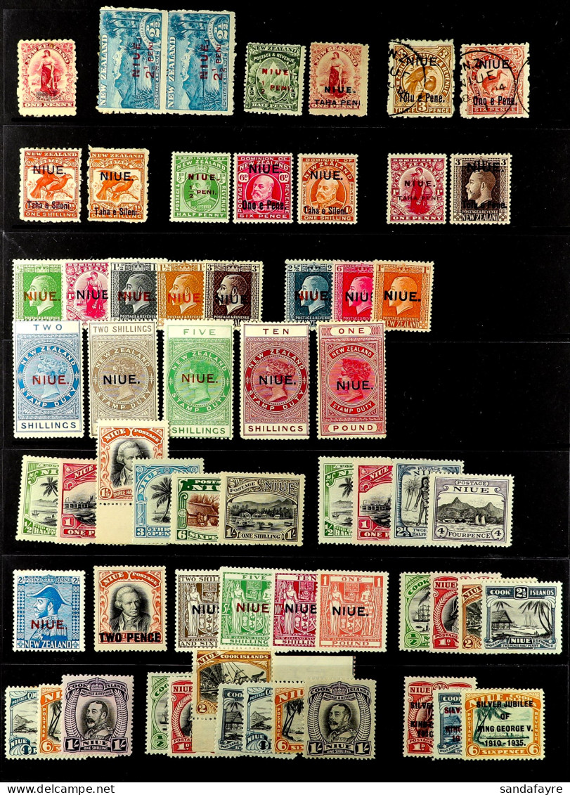 1902 - 1935 MINT COLLECTION On Black Protective Pages, Note 1902 1d Handstamped In Green SG 1, 1903 Birds Set To Both 1s - Niue