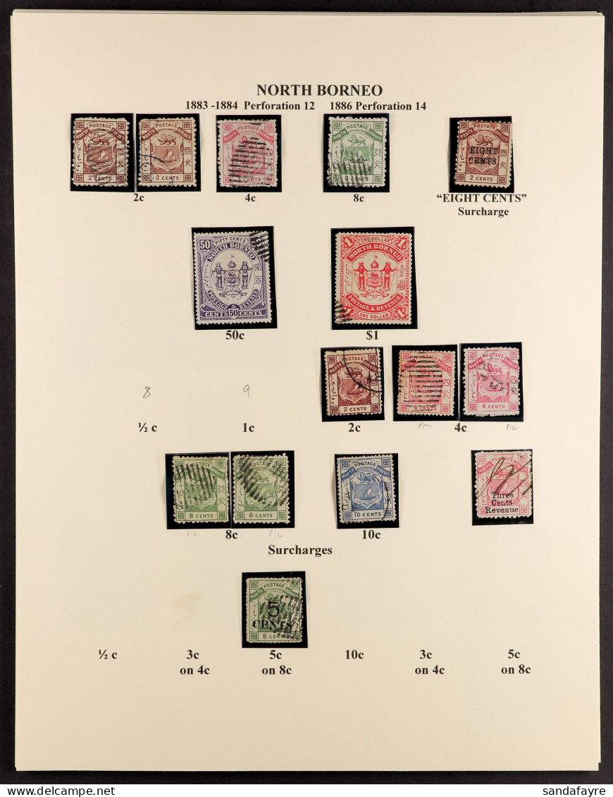 1883 - 1909 USED COLLECTION On Pages Incl. 1883 2c (2), 1883 8c On 2c Two-line Surcharge, 1883 50c & $1, Etc With Comple - Bornéo Du Nord (...-1963)