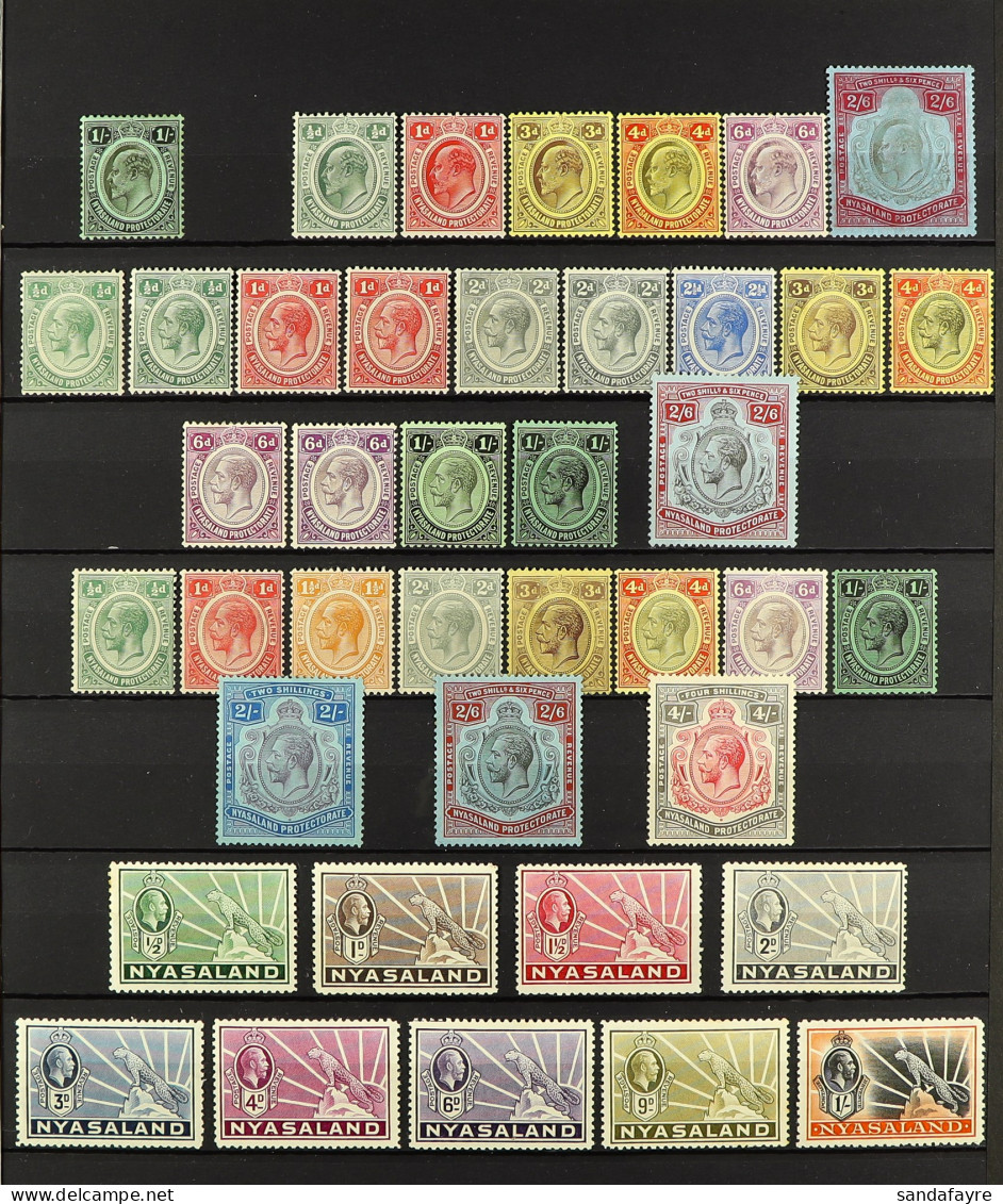 1908 - 1935 MINT COLLECTION On Black Protective Page, Note 1908-11 Vals To 2s6d, 1913-21 Vals To 2s6d With Extra SG List - Nyasaland (1907-1953)